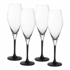 Deals 🛒 Villeroy & Boch Manufacture Rock Champagne Flutes, Set Of 4 Black 👏