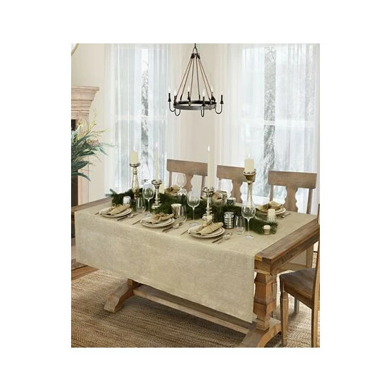 Hot Sale 🔔 Villeroy & Boch La Classica Luxury Metallic Linen Fabric Tablecloth, 70x146 Ivory/gold 💯 3 Hot Sale 🔔 Villeroy & Boch La Classica Luxury Metallic Linen Fabric Tablecloth, 70x146 Ivory/gold 💯 - Image 3