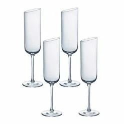Cheapest 🎉 Villeroy & Boch New Moon Flute Champagne Set Of 4 Clear 🥰